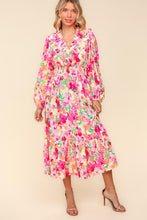 Load image into Gallery viewer, Haptics Full Size Floral Surplice Balloon Sleeve Dress with Side Pockets