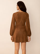 Load image into Gallery viewer, Notched Button Down Long Sleeve Mini Dress