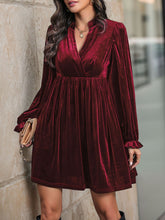 Load image into Gallery viewer, Perfee Ruched Surplice Long Sleeve Mini Dress