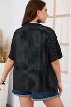 Load image into Gallery viewer, Plus Size Striped Notched Neck Half Sleeve Top