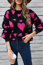 Load image into Gallery viewer, Angel Wings Heart Contrast Round Neck Long Sleeve Sweater