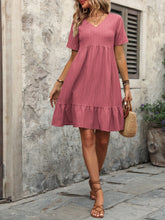Load image into Gallery viewer, V-Neck Short Sleeve Mini Dress
