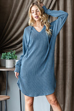 Load image into Gallery viewer, Heimish Ribbed Long Sleeve Hooded Dress
