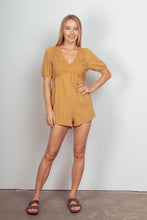 Load image into Gallery viewer, VERY J Lace Detail Puff Sleeve Romper with Pockets