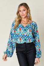 Load image into Gallery viewer, Double Take Full Size Printed Balloon Sleeve Blouse