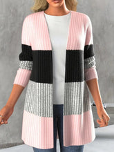 Load image into Gallery viewer, Color Block Open Front Long Sleeve Cardigan