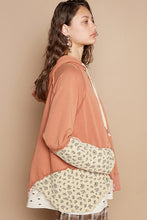 Load image into Gallery viewer, POL Floral Patchwork Distressed Drawstring Hoodie
