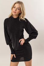 Load image into Gallery viewer, HYFVE Glitter Mock Neck Long Sleeve Mini Dress