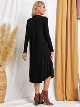 Load image into Gallery viewer, Pocketed Round Neck Long Sleeve Tee Dress