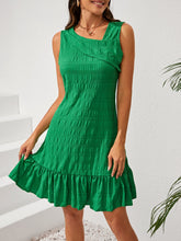 Load image into Gallery viewer, Ruffle Hem Asymmetrical Neck Sleeveless Dress