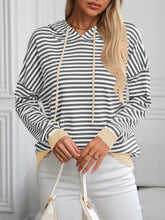 Load image into Gallery viewer, Mandy Striped Long Sleeve Hooded Knit Top