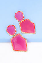Load image into Gallery viewer, Geometrical Shape Zinc Alloy Frame Resin Dangle Earrings