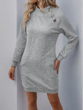 Load image into Gallery viewer, Perfee Texture Mock Neck Long Sleeve Mini Dress