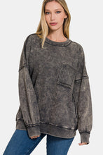 Load image into Gallery viewer, Zenana Exposed Seam Round Neck Dropped Shoulder Sweatshirt