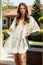 Load image into Gallery viewer, Printed V-Neck Three-Quarter Sleeve Mini Dress