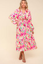 Load image into Gallery viewer, Haptics Full Size Floral Surplice Balloon Sleeve Dress with Side Pockets