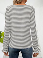 Load image into Gallery viewer, Striped Square Neck Flounce Sleeve Top