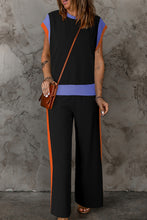 Load image into Gallery viewer, Contrast Round Neck Top and Pants Set
