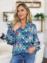 Load image into Gallery viewer, Double Take Full Size Printed Balloon Sleeve Blouse