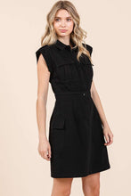 Load image into Gallery viewer, Mittoshop Cargo Pocket Half Button Mini Dress