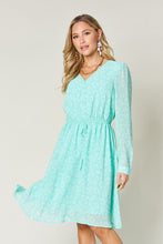Load image into Gallery viewer, Double Take Full Size Printed Ruched V-Neck Long Sleeve Dress
