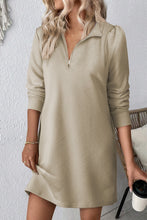 Load image into Gallery viewer, Double Take Textured Quarter Zip Long Sleeve Dress