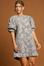 Load image into Gallery viewer, Umgee Floral Jacquard Puff Sleeve Mini Dress