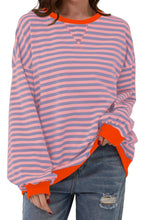 Load image into Gallery viewer, Striped Round Neck Long Sleeve Sweatshirt