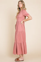 Load image into Gallery viewer, BOMBOM Short Sleeve Tiered Maxi Dress