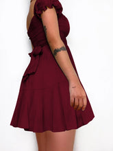 Load image into Gallery viewer, Tied Ruffled Short Sleeve Mini Dress