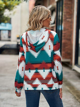 Load image into Gallery viewer, Geometric Zip Up Long Sleeve Hooded Jacket