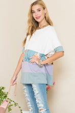 Load image into Gallery viewer, Celeste Full Size Contrast Color Block Round Neck T-Shirt
