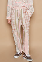Load image into Gallery viewer, POL Drawstring Plaid Print Lace Straight Pants