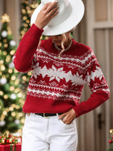 Load image into Gallery viewer, Perfee Geometric Round Neck Long Sleeve Sweater