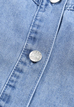 Load image into Gallery viewer, Distressed Collared Neck Flounce Sleeve Denim Dress