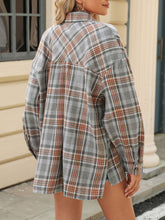 Load image into Gallery viewer, Pocketed Plaid Collared Neck Long Sleeve Shirt