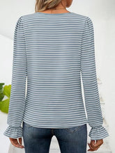 Load image into Gallery viewer, Striped Square Neck Flounce Sleeve Top