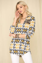 Load image into Gallery viewer, Celeste Full Size Houndstooth & Leopard Roll-Tab Sleeve Top
