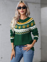 Load image into Gallery viewer, Angel Wings Geometric Round Neck Long Sleeve Sweater