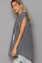 Load image into Gallery viewer, POL Button Down Sleeveless Striped Denim Shirt
