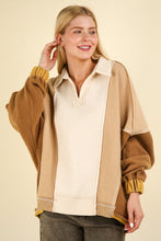 Load image into Gallery viewer, VERY J Color Block Johnny Collar Frenchy Terry Sweatshirt