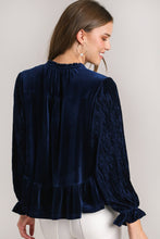 Load image into Gallery viewer, Umgee Babydoll Tie Neck Flounce Sleeve Blouse