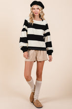 Load image into Gallery viewer, Mittoshop Striped Snap Shoulder Long Sleeve T-Shirt
