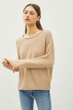 Load image into Gallery viewer, Be Cool Rolled Openwork Round Neck Sweater