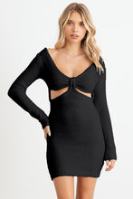 Load image into Gallery viewer, HERA COLLECTION Fluffy Bow Cut-Out Detail Long Sleeve Mini Dress