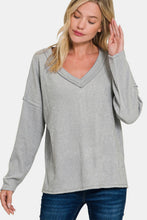 Load image into Gallery viewer, Zenana Full Size Ribbed V-Neck Drop Shoulder Top