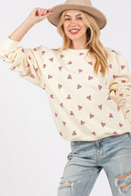 Load image into Gallery viewer, SAGE + FIG Heart Printed Contrast Long Sleeve Sweatshirt