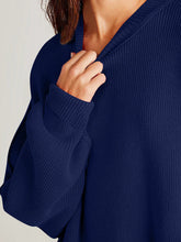Load image into Gallery viewer, Double Take Side Slit Round Neck Long Sleeve Sweater