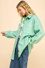 Load image into Gallery viewer, Davi & Dani Curved Hem Heathered Dropped Shoulder Shacket