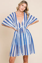 Load image into Gallery viewer, Cotton Bleu by Nu Lab Tied Striped Plunge Half Sleeve Cover-Up